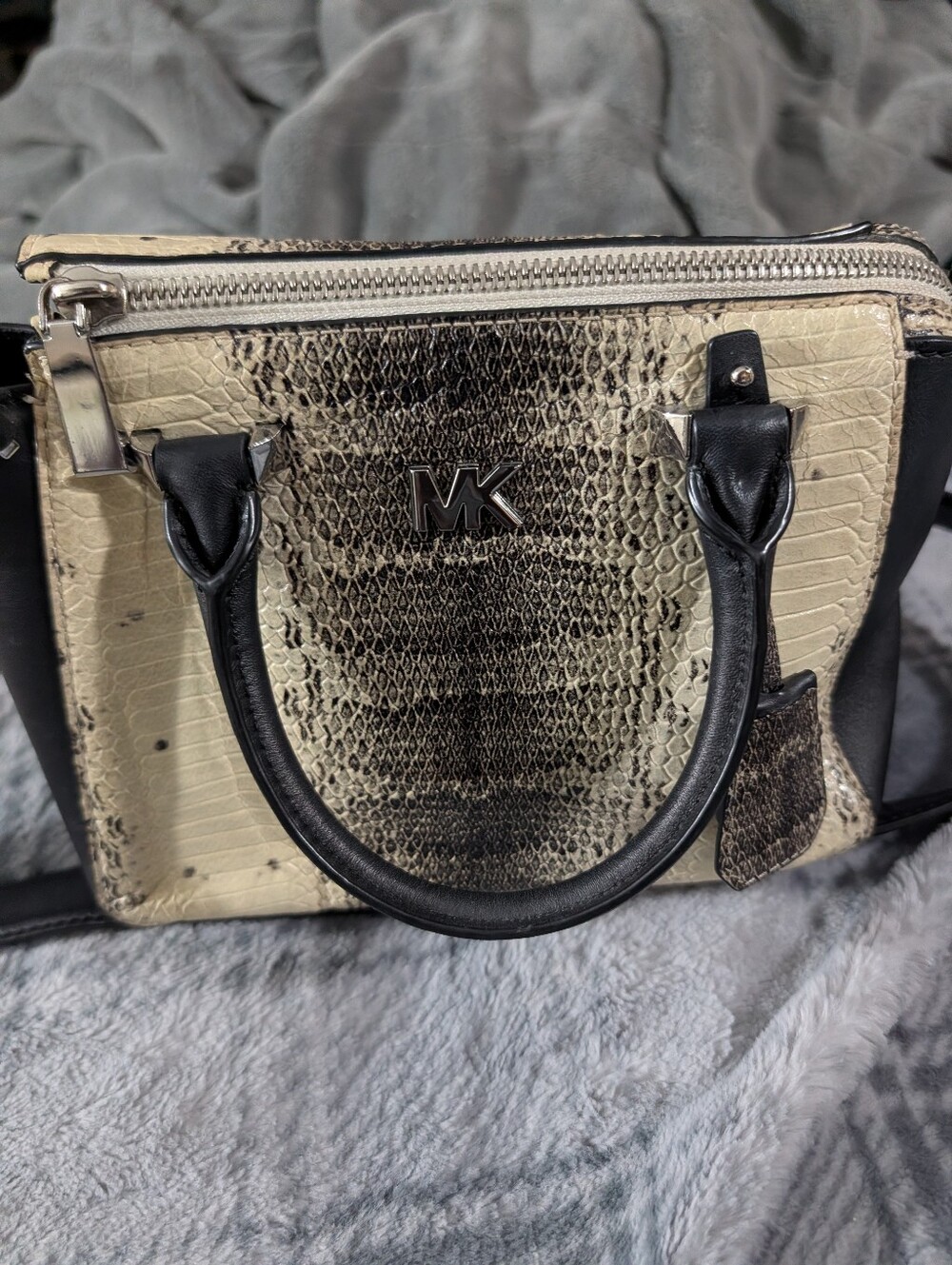 Michael Kors Nolita Mini Python-Embossed Leather Messenger Bag.